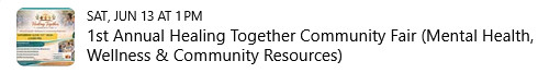 1st Annual Healing Together Community Fair (Mental Health, Wellness and Community Resources)